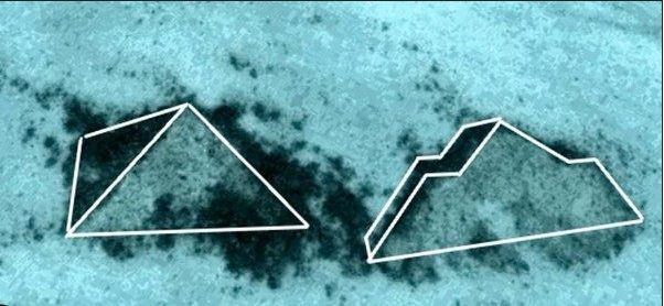 Google拍到2座金字塔,百慕大三角海床现完美三边